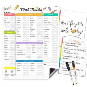 lot 8388 image: Newborn Baby or Toddler First Foods Tracker Whiteboard-Magnetic Dry Erase Daily Food Log-Reusable Daily Planner Chart to Log Feeding FoodFood Checklistto-Do List - for New Parents,Nanny, Babysitter