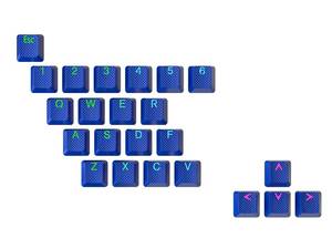 lot 8393 image: Ranked Rubber Keycap Set  Double Shot Translucent  OEM Profile for Mechanical Gaming Keyboard (Dark Blue, 23 Keys)