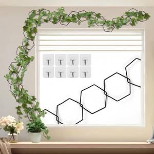 lot 8395 image: 24 Pcs Chain Trellis for Climbing Plants, 120 Inch Long Metal Plant Trellis Indoor Outdoor, Garden Wall Vine Support Trellis, Plant Accessories for Ivy, Peonies, Hexagonal Design Black
