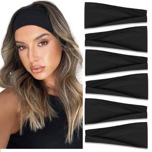 lot 8402 image: TERSE Black Headbands for Women Hair Bands for Women��s Hair Non Slip Women Thick Headband Stretchy Sweat Bands Headbands for Yoga Workout Every Day Basic Fashion Accessories