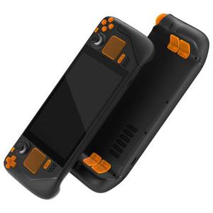 lot 8406 image: eXtremeRate Clear Orange Replacement Full Set Buttons for Steam Deck, DIY Custom ABXY D-pad Trackpad Bumpers Triggers Buttons and Screwdriver Tool for Steam Deck LCD Handheld Console - Console Without