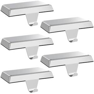 lot 9148 image: Palonu 4 Pcs Christmas Silver Stocking Holders, Heavy Duty Mantle Hangers with Non-Slip Pad, Weighted Stocking Hooks Christmas Ornaments for Xmas Holiday Fireplace Shelf Window Decoration