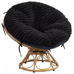 lot 9155 image: HOMBYS Fluffy Shaggy Cover for Papasan Chair Cushion, Plush Faux Fur Slipcover ONLY, (Without Cushion) Removable Soft Papasan Cushion Covers with 8 Ties, (Black, 55x55)