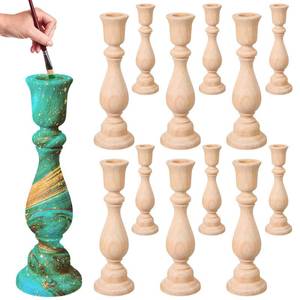 lot 9191 image: Nitial 12 Pcs Unfinished Classic Wood Candle Holders Small Wooden Candlesticks Unfinished Candlestick Holders for Crafts DIY Xmas Christmas Gift Decoration (6 Inch)