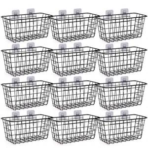 lot 9195 image: XINFULL 12 Pack Wire Storage Baskets Household Metal Wall-Mounted Containers Organizer Bins for Kitchen Bathroom Freezer Pantry Closet Laundry Room Cabinets Garage Shelf, Medium