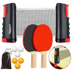 lot 9207 image: FBSPORT Ping Pong Paddle Set, Portable Table Tennis Set with Retractable Net,Rackets,Balls and Carry Bag for IndoorOutdoor Games