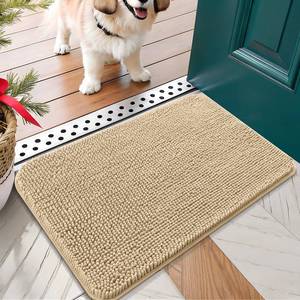 lot 10151 image: OLANLY Dog Door Mat for Muddy Paws 24x16, Absorbs Moisture and Dirt, Absorbent Non-Slip Washable Doormat, Quick Dry Chenille Mud Mat for Dogs, Entry Indoor Entryway Carpet for Inside Floor, Beige
