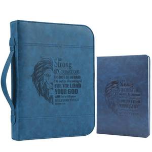 lot 10161 image: Faithful Hers Bible Covers for Men 2pcs Bible Case Set with Notebook PU Leather Church Bag Bible Study Book Case with Handle Lightweight Carrying Bags Christmas Gift