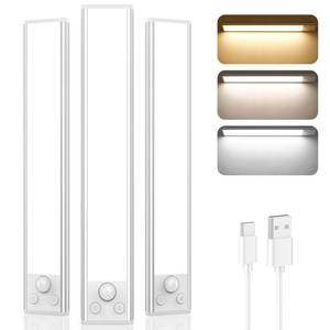 lot 10169 image: Brightever Under Cabinet Lights, 14-Inch Rechargeable Battery Operated Motion Sensor Lights Indoor, 3200mAh Wireless Magnetic Dimmable Under Closet Counter Night Lights for Kitchen Stair, 3 Packs
