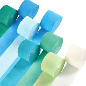 lot 10177 image: PartyWoo Light Blue Crepe Paper Streamers 8pcs 656ft Pack of Slate Blue Beige White Green Crepe Paper Streamers for Birthday Gender Reveal Baby Shower Mermaid Under The Sea Party Decorations