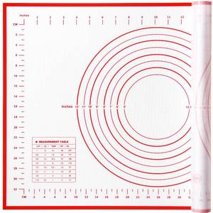 lot 10181 image: Yansumi Silicone Pastry Mat Extra Large Non-Slip Mat for Rolling Dough Pie Crust and Baking Non-Stick with Measurements (Red, 24L x 16W)