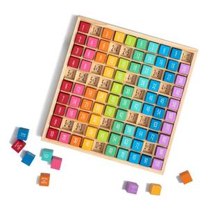 lot 10187 image: ROBUD Wooden Multiplication & Math Table Board Game, Kids Montessori Math Manipulatives Learning Toys Gift, Aged 3 Years Old and Up - 100 Wooden Counting Blocks