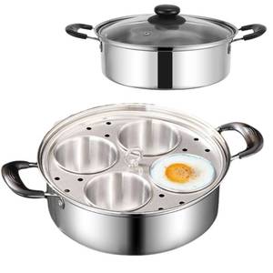 lot 13512 image: GOVNPJ Egg Poacher Pan, Poached Egg Pan Stainless Steel Egg Pan with 4 Cups Egg Cooker Poached Egg Maker for Kitchen (without coating)