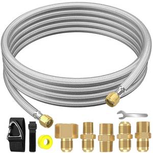lot 13538 image: Upgraded 12Feet High Pressure Braided Propane Hose Extension with Conversion Coupling 38 Flare to 12 Female NPT, 14 Male NPT, 38 Male Flare for BBQ Grill, Fire Pit, Heater