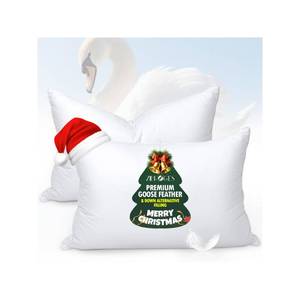 lot 13549 image: zibroges Goose Feather Pillows Queen Size Pack of 2 - Hotel Down Bed Pillow for Sleeping, Soft 600 Thread Count Cotton Cover, Fluffy Support Surround Fill Polyester for Side, Stomach, Back Sleepers