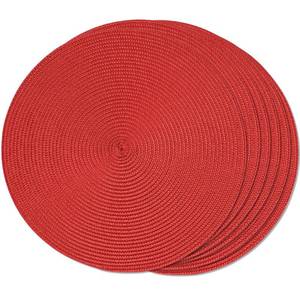 lot 13552 image: FunWheat Round Braided Placemats Set of 6 Table Mats for Dining Tables Woven Washable Non-Slip Place mats 15 inch (red, 6pcs)