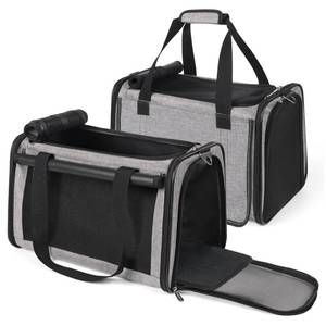 lot 13563 image: YUDODO 2 Packs 25 lbs Lightproof Soft Sided Cat Carrier for Large Cat & Small Dog Airline Approved Travel Bag Pet Puppy Carriers with Side Pockets & Reflective Mesh, Foldable Portable for Car 2 Grey