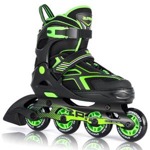 lot 13564 image: 2PM SPORTS Torinx Boys Adjustable Inline Skates, Fun Beginner Roller Skates for Kids, Youth, Girls, Men and Women (Green, Medium - Big Kid (1-4 US))