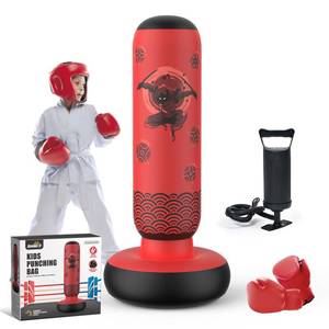 lot 13575 image: Sunikko X Tall Punching Bag for Kids, Larger 66 Inch Inflatable Stable Boxing Bag for Teens, Ninja Shuriken Toy Gifts for Boys Girls, Boxing Set with Gloves and Pump for Practicing Karate Taekwondo