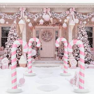 lot 14215 image: Simgoing 2 Pcs Christmas Inflatable Outdoor Decorations 5 FT Pink Christmas Candy Cane Inflatable Column Decoration for Winter Xmas Lawn Yard Garden Decor (Candy Cane)