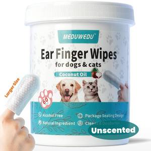 lot 14223 image: MEDUWEDU Wider Ear Cleaner Finger Wipes 60 Counts, Dog Ear Cleaner, Grooming Kit Care for Dogs and Cats,Otic Cleaning Pads, Remove Wax, Dirt & Stop Smelly, Itchy, Non-Irritating, Unscented