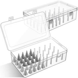 lot 14258 image: Fiwochic 2pcs Piping Tip Box with Fixed Pins 84 Piping Tip Organizer Baking Cake Decoration Tool Storage Box (Clear)