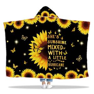 lot 14267 image: Sunflower Lovers Wearable Blanket, Sunshine Hooded Blanket 47x72 In - Perfect for Women, Adults - Birthday, Christmas, New Year Present