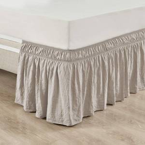 lot 14277 image: Lush Decor Ruched Ruffle Elastic Easy Wrap Around Bed Skirt Single TwinTwin XLFull Neutral - Twin Bed Skirt - Dust Ruffle - Tan Bedskirts