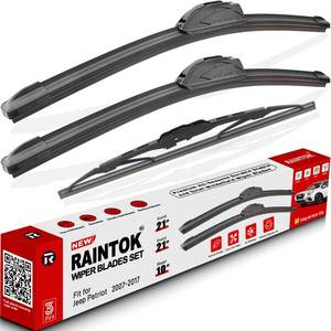 lot 14278 image: RAINTOK Windshield Wiper Blade Set Replacement for 2007-2017 Jeep Patriot Original Equipment Replacement Front Wiper Blades-212110 (Set of 3) UJ Hook