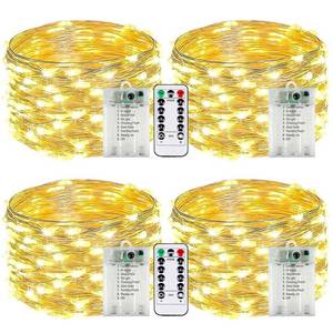lot 14282 image: 4-Pack Fairy Lights Battery Operated with Remote & Timer & 8 Modes, Waterproof 16 FT 50 LED String Lights Outdoor Indoor, Battery Twinkle Lights for Christmas Bedroom Centerpiece D�cor (Warm White)