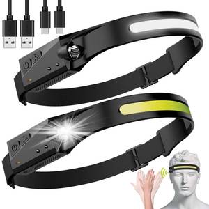 lot 14286 image: Avlxt LED Headlamp, 2 Pack Rechargeable Flashlight for Adults, 230 Wide Beam Headlight, Motion Sensor Head Lamp, Adjustable Headband Outdoor Waterproof Head Light for Running, Camping, Hiking
