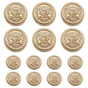 lot 14311 image: MebuZip 14 Pieces Matte Gold Metal Blazer Button Set 15mm 20mm for Blazers, Suits, Sport Coats, Sewing, Uniform, Jackets (MBM21)