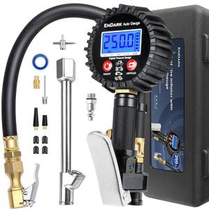lot 14332 image: Digital Tire Pressure Gauge with Inflator ENDARK 250 PSI Air Compressor Attachment Inflation Gun with Heavy Duty 360° Air Chuck & Extended Hose and Quick Connect Coupler with Carrying Case