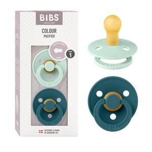 lot 14333 image: BIBS Pacifiers Colour Collection  Natural Rubber Baby Pacifier  Set of 2 BPA-Free Soothers  Made in Denmark  6 Months (Pack of 2)  Nordic MintForest Lake