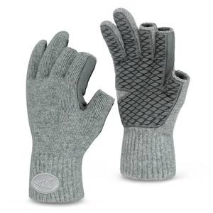 lot 14366 image: KastKing Bully Wooly 3-Cut Fingerless Fishing Gloves, Ice Fishing, Wool Gloves, Cold Weather Thermal Warm Knit Glove for Running, Driving, Hunting, Hiking, Winter Gloves for Women & Men