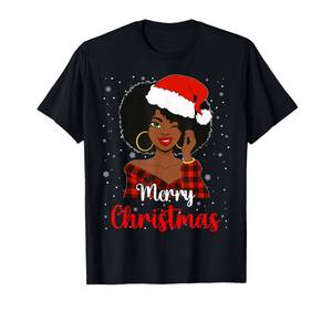lot 14369 image: Black African Afro Girl American Christmas Santa Hat Xmas T-Shirt size XL