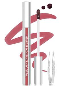 lot 14373 image: QCMME Lip Stain Peel Off Lip Liner Stain with Tweezer, Long Lasting Matte Lip Tint Tattoo, Highly Pigmented Color Lip Makeup, Waterproof Lipstick, Transfer-proof Lipstain for Women, Cool Rose