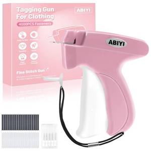lot 14376 image: Quotation Stitchy Quick Clothing Fixer Gun, Retail Tagging Gun for Clothing, mini Stitch Gun for Clothes Sewing (pink)