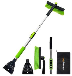 lot 14383 image: YeewayVeh 39 inch Ice Scraper for Car Windshield, 360° Pivoting Snow Brush for Car with Comfort Foam Grip, 3 in 1 Extendable Snow Scrapers for Car Trucks SUV, Green