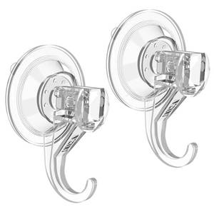 lot 14399 image: VISV Suction Cup Hooks, Small Shower Suction Hooks, Heavy Duty, Removable and Reusable, Clear, 2 Pcs