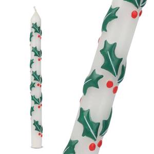 lot 14404 image: Talking Tables 1 x Hand Painted 3D Holly Leaf Dinner Candle 11 Christmas or Wedding Candle Unscented 6 Hours Burn Time Eco-Friendly Table D�cor White Red Green Novelty Candles Stocking Filler