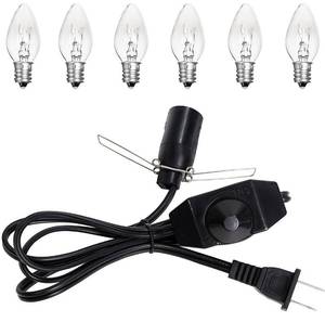 lot 14425 image: OHLGT Salt Lamp Cord Replacement 1 Pack with Dimmer Switch 5 feet Lamp Cord and 6-Pack Halogen Salt Lamp Bulbs(15 Watts)