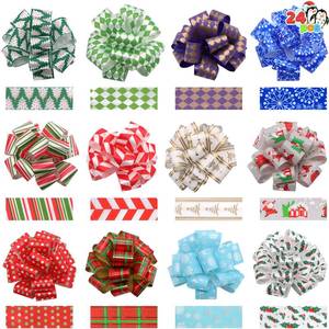 lot 14426 image: JOYIN 24 Present Wrap Ribbon Pull Bows 5, Easy and Fast Gift Wrapping Accessory for Christmas Bows Baskets Wine Bottles Gifts Decoration, Present Decor