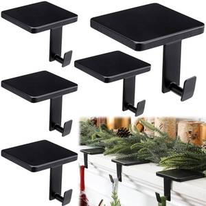 lot 15681 image: MorningRo 8 Pack Christmas Mantel Hooks for Hanging Garland Heavy Duty Mantel Hanger for Garland Fireplace No Drilling Required Stocking Hanger for Counter Table Fireplace Decoration (Black)