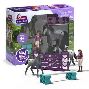 lot 15683 image: Schleich Horse Club - 15 PC Tournament Training Set with Poseable Lisa Figurine, 2 Horse Figures and Riding Accessories - Realistic Horses for Girls and Boys - Animal Figures for Kids Ages 5  42776