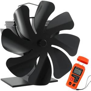 lot 15686 image: Tomersun Wood Stove Fan Heat Powered Stove Fan, Fireplace Fan for Wood Burning StovePelletFireplace, with Moisture Meter
