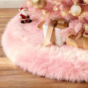 lot 15710 image: iMucci 60inch Christmas Tree Skirt Wool Fur Pink Tree Skirts Large Pink Tree Skirt Party Christmas Tree Decoration