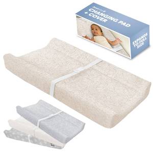 lot 15711 image: Jool Baby Serenity Soft Changing Pad  Washable Cover, Non-Slip - Fits Standard Changing Tables & Dressers (Wave Pattern, Oatmilk)