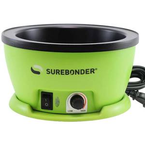 lot 15712 image: Surebonder 803 Electric Hot Glue Skillet, Adjustable Temperature 225-400°F, 5.25-Inch Diameter, 1-Inch Depth, Dip Crafts Directly Into Pot of Hot Glue, Green and Black