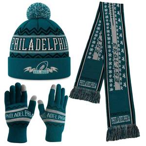 lot 15716 image: Vintage Classic Skull Cap Beanie Hat with Warm Gloves and ��Extended Scarf Cuffed Winter Hat Knit Comes